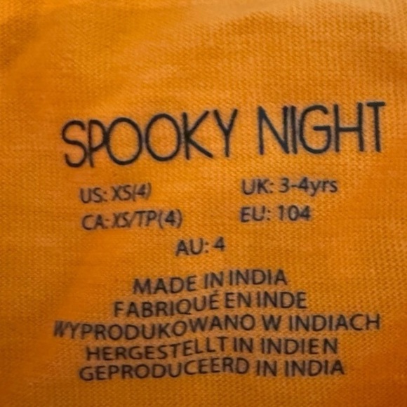 Spooky Night Halloween Unicorn Top Girls XS (4) Long Sleeve Orange Glitter Tee - Picture 4 of 5